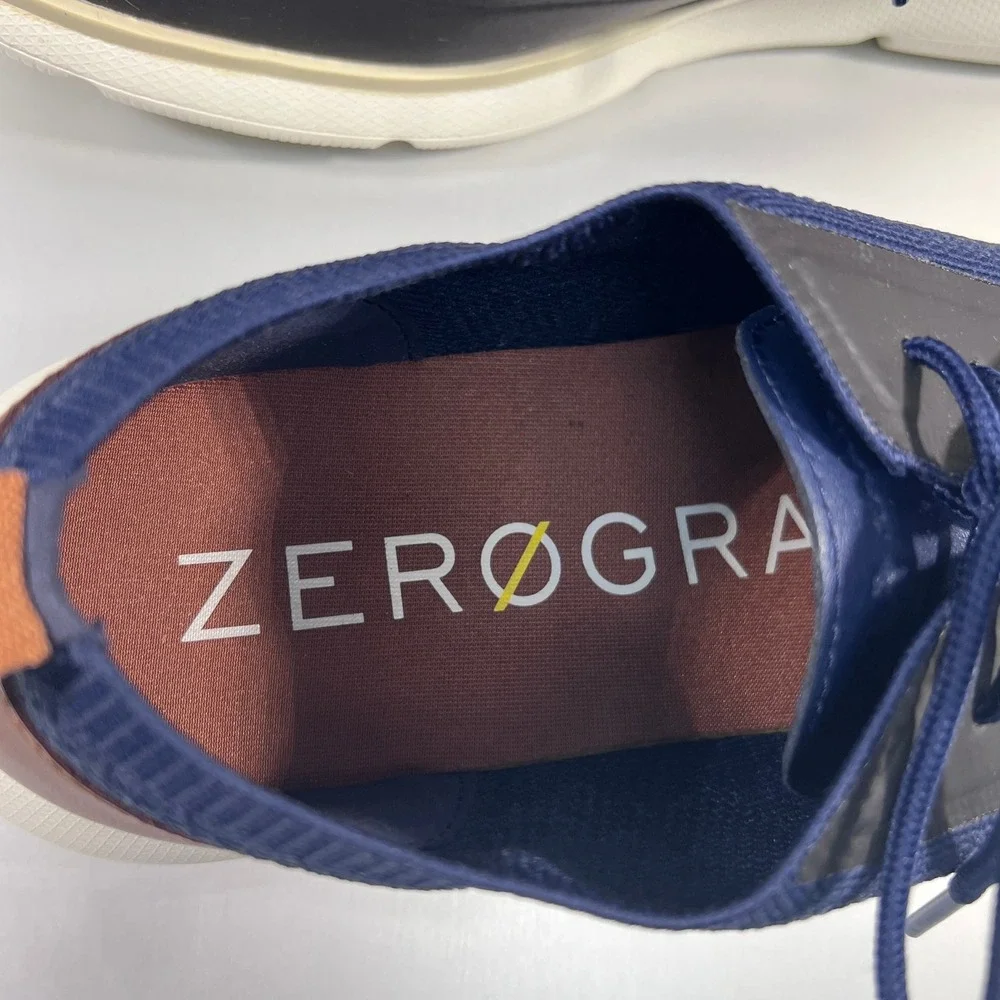 Cole Haan Zerogrand Omni Navy Blue knit Brown leather Oxford Sneaker 11.5 shoe